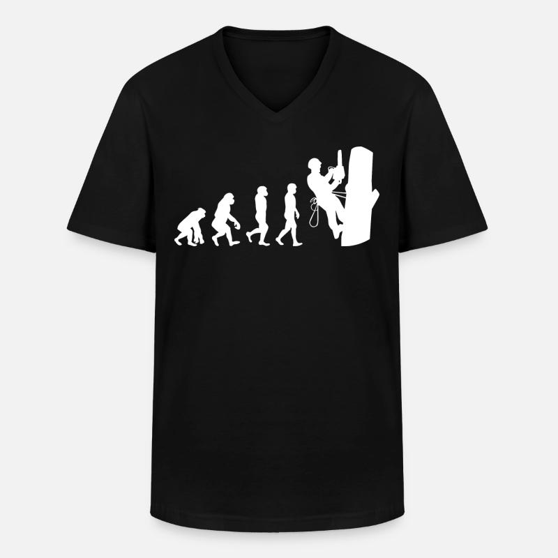 Baumpfleger Baumkletterer Kletter trimmer Evolution - Männer-T-Shirt mit V-Ausschnitt - Schwarz