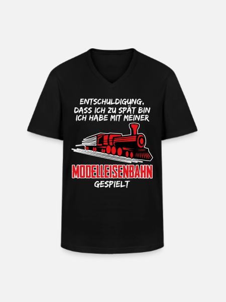 Modellbahner Eisenbahn Modelleisenbahn - Männer-T-Shirt mit V-Ausschnitt - Schwarz