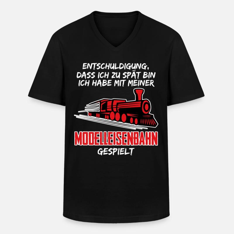 Modellbahner Eisenbahn Modelleisenbahn - Männer-T-Shirt mit V-Ausschnitt - Schwarz