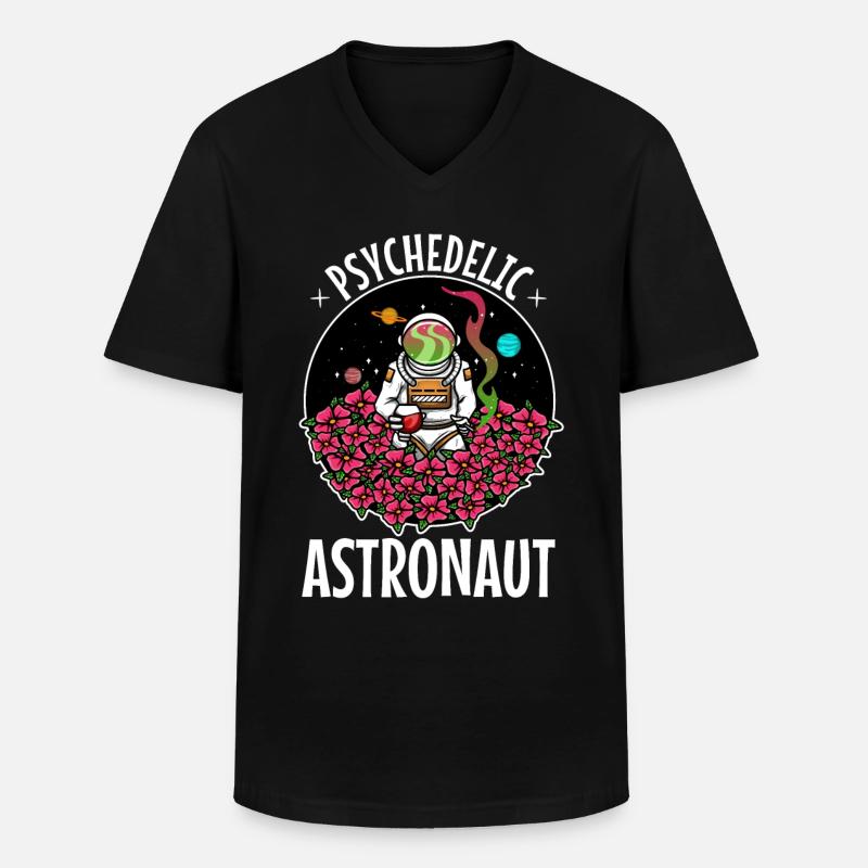 Psychedelic Astronaut - Männer-T-Shirt mit V-Ausschnitt - Schwarz