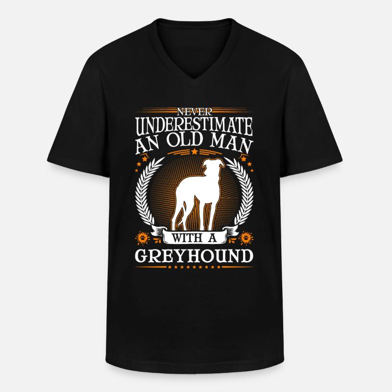 Greyhound Alter Mann Britischer Windhund - Männer-T-Shirt mit V-Ausschnitt - Schwarz