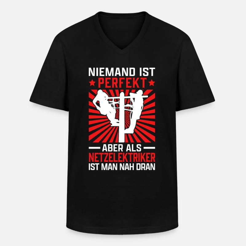 Netzelektriker sind perfekt Netzfachmann - Männer-T-Shirt mit V-Ausschnitt - Schwarz