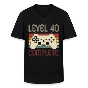 Niveau 40 Jeu complet 40 ans Anniversaire - T-shirt col V Homme - noir - Devant - AI Model Male 178 dark (178cm)