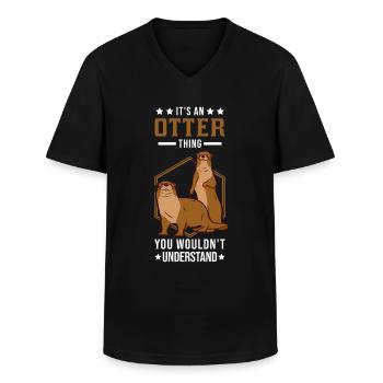 C’est une loutre de loutre loutre de mer - T-shirt col V Homme - noir - Devant - AI Model Male 178 dark (178cm)
