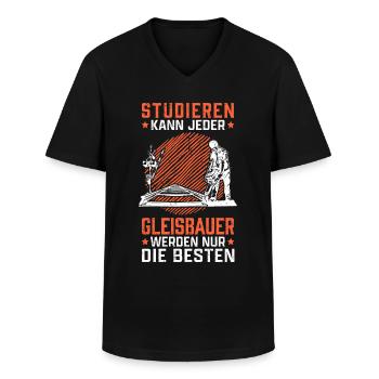 Gleisbauer studieren Weichenmechaniker Gleisbau - Männer-T-Shirt mit V-Ausschnitt - Schwarz - Vorne - AI Model Male 178 dark (178cm)