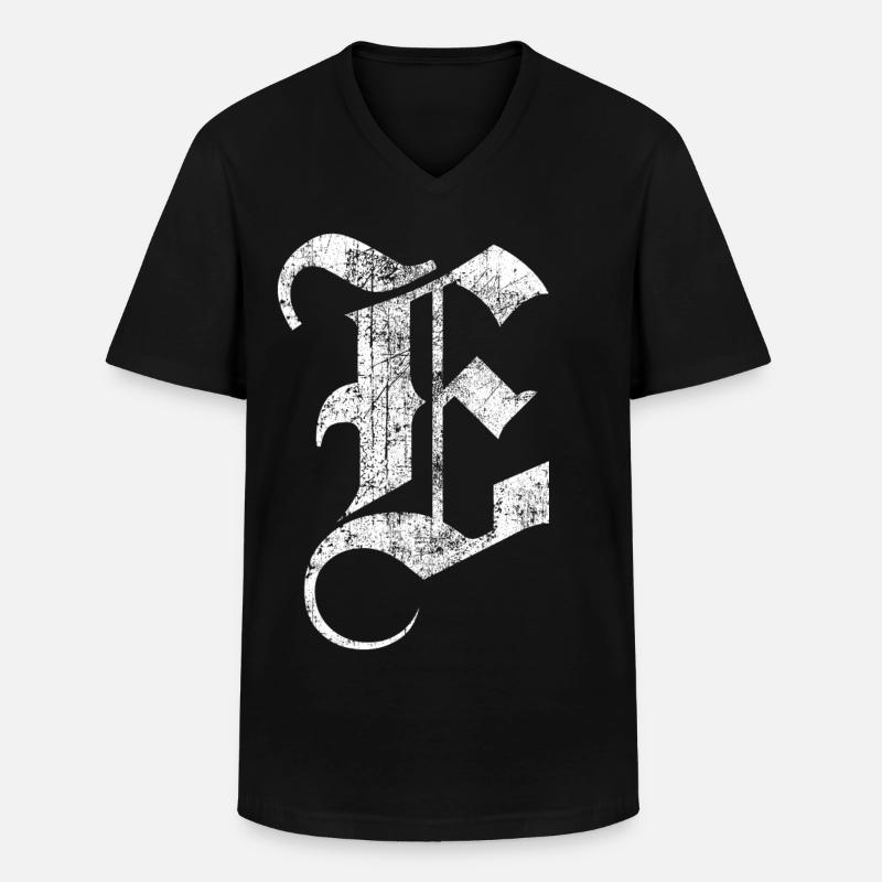 Tshirt alphabet initial E - Men's V-Neck T-Shirt - black