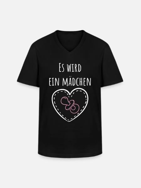 Es wird ein Mädchen! - Männer-T-Shirt mit V-Ausschnitt - Schwarz