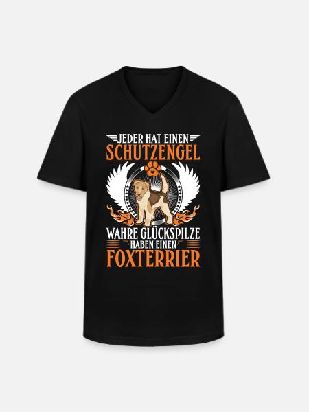 Foxterrier Schutzengel Foxterrier Drahthaar - Männer-T-Shirt mit V-Ausschnitt - Schwarz