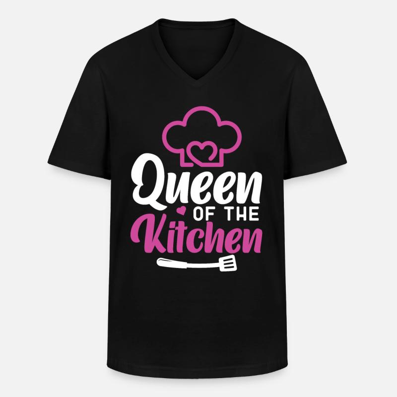 Cooking Cook Queen Kitchen Chef - Männer-T-Shirt mit V-Ausschnitt - Schwarz