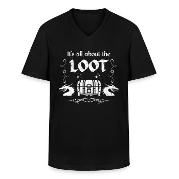 Ryöstä fantasia RPG pelaaja peli nörtti - Klassinen miesten t-paita v-pääntiellä - musta - Edestä - AI Model Male 178 dark (178cm)