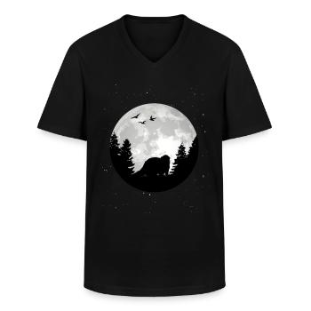 Otter Mond Fischotter Seeotter - Männer-T-Shirt mit V-Ausschnitt - Schwarz - Vorne - AI Model Male 178 dark (178cm)