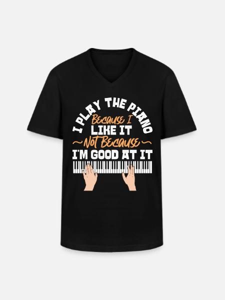 Piano Teacher Pianist Keyboard I - Men's V-Neck T-Shirt - black