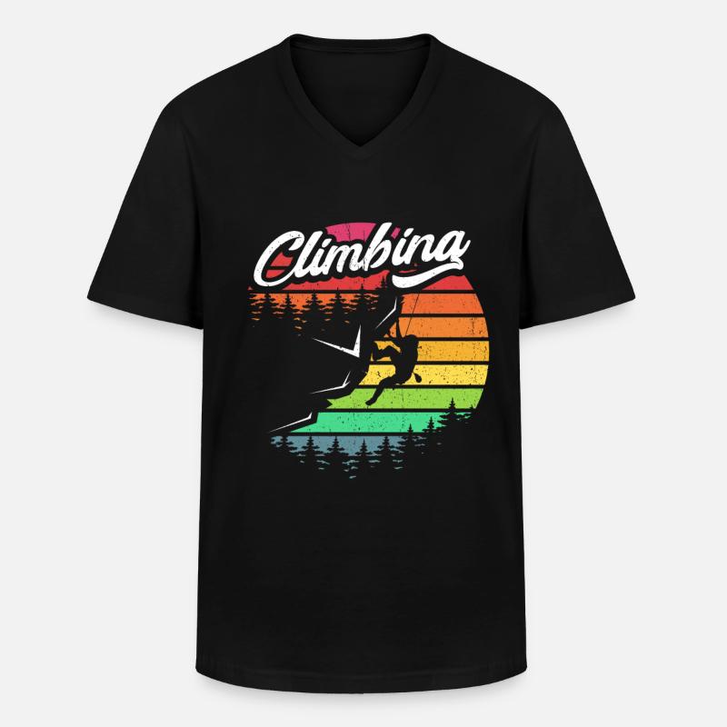 Klettern - Männer-T-Shirt mit V-Ausschnitt - Schwarz