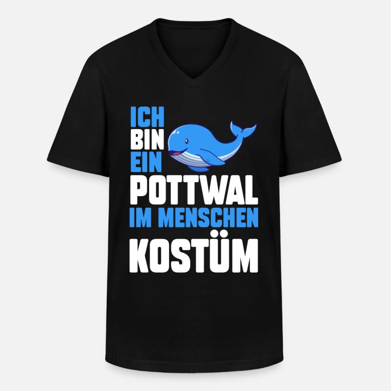Pottwal - Männer-T-Shirt mit V-Ausschnitt - Schwarz