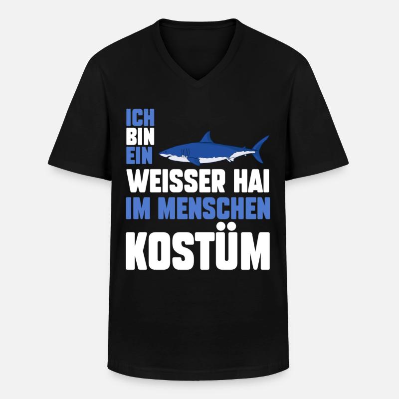 Weißer Hai - Männer-T-Shirt mit V-Ausschnitt - Schwarz
