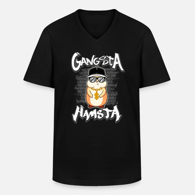 Hamster Gangsta Hamsta - Männer-T-Shirt mit V-Ausschnitt - Schwarz