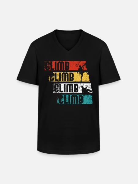 Retro Climbing - Men's V-Neck T-Shirt - black