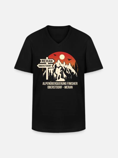 Alpenüberquerung Oberstdorf Meran E5 - Männer-T-Shirt mit V-Ausschnitt - Schwarz