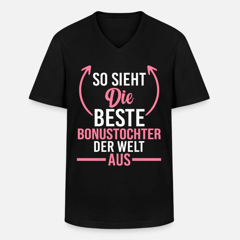 Bester Stieftochter Bonustochter - Männer-T-Shirt mit V-Ausschnitt - Schwarz