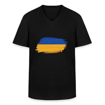 Drapeau de l’Ukraine - T-shirt col V Homme - noir - Devant - AI Model Male 178 dark (178cm)