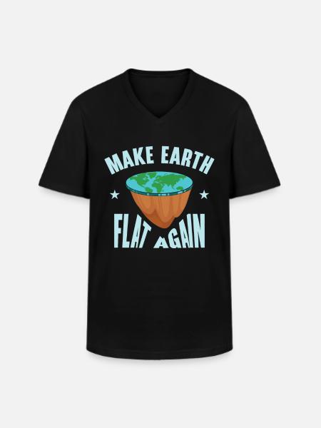 Flatten the earth again - Men's V-Neck T-Shirt - black
