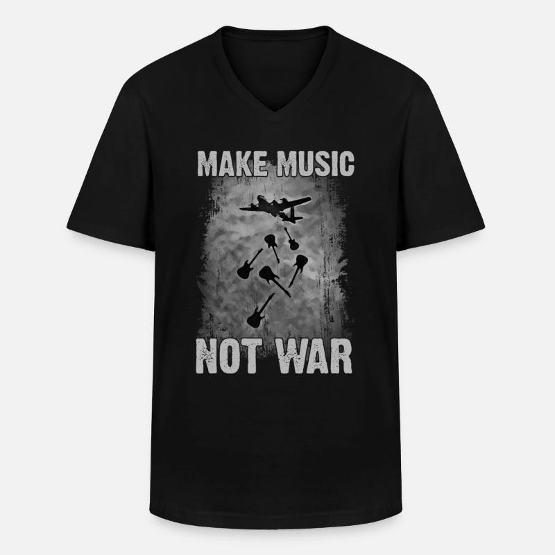 Make Music, not War. - Männer-T-Shirt mit V-Ausschnitt - Schwarz