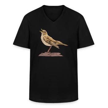 Nachtigall I Gartenvogel Singvogel Motiv für - Männer-T-Shirt mit V-Ausschnitt - Schwarz - Vorne - AI Model Male 178 dark (178cm)