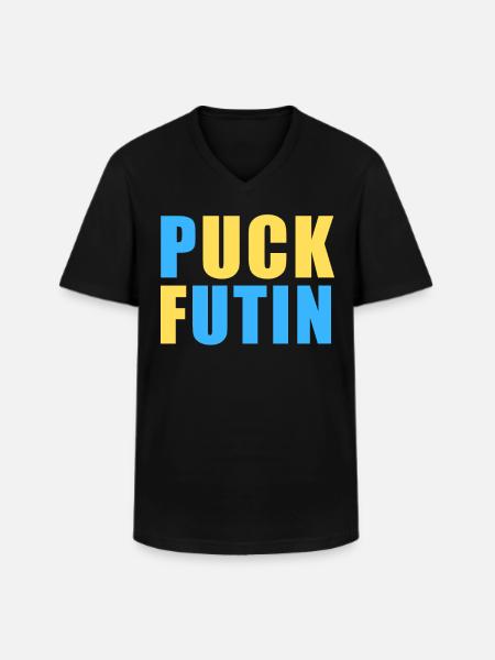 FK Putin, Puck Futin, Stand with Ukraine, Anti War - Men's V-Neck T-Shirt - black