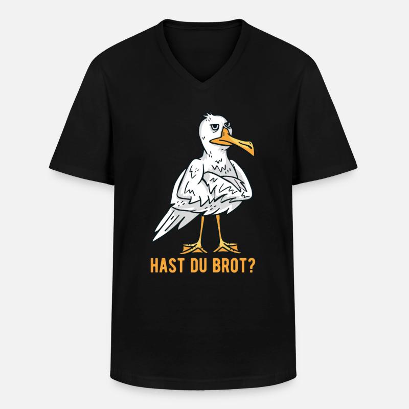 Hast Du Brot Möwe - Männer-T-Shirt mit V-Ausschnitt - Schwarz