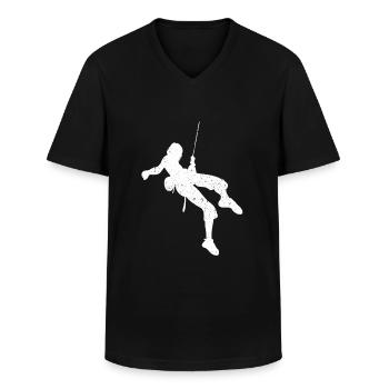 Klimmen Karabijnhaak Boulderen Bergsporten Klimhal - Klassiek mannen T-shirt met V-hals - zwart - Voor - AI Model Male 178 dark (178cm)