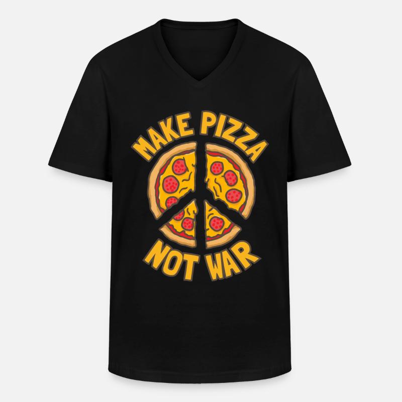 Make Pizza. not War. - Männer-T-Shirt mit V-Ausschnitt - Schwarz