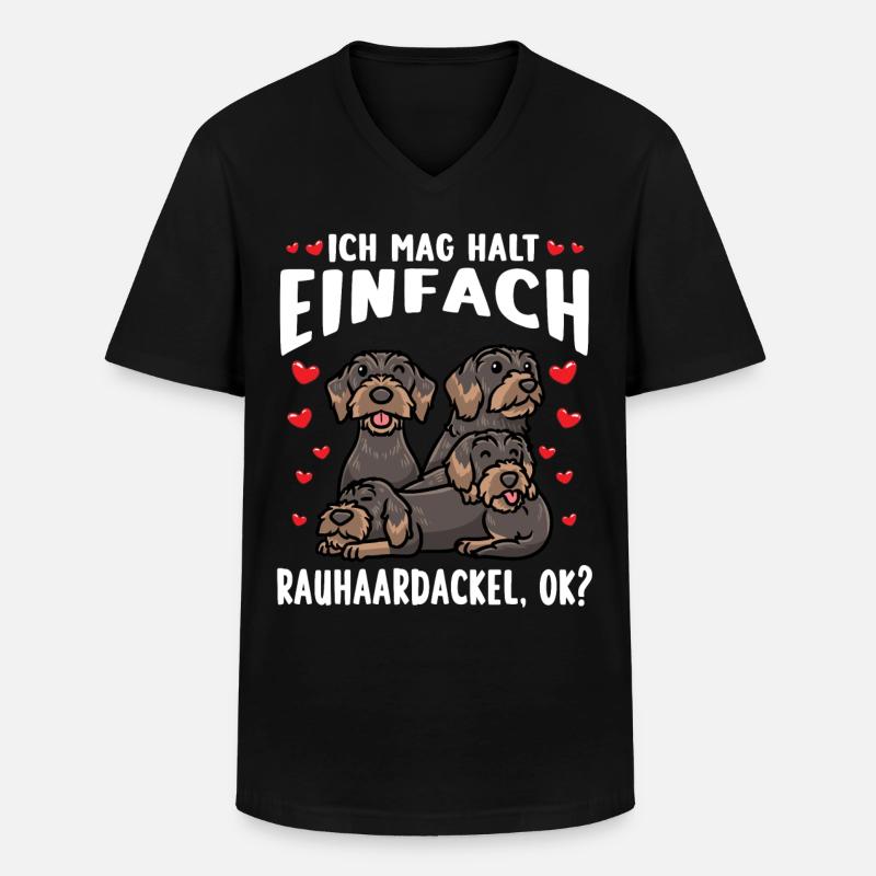 Rauhaardackel Dackel Hund - Männer-T-Shirt mit V-Ausschnitt - Schwarz