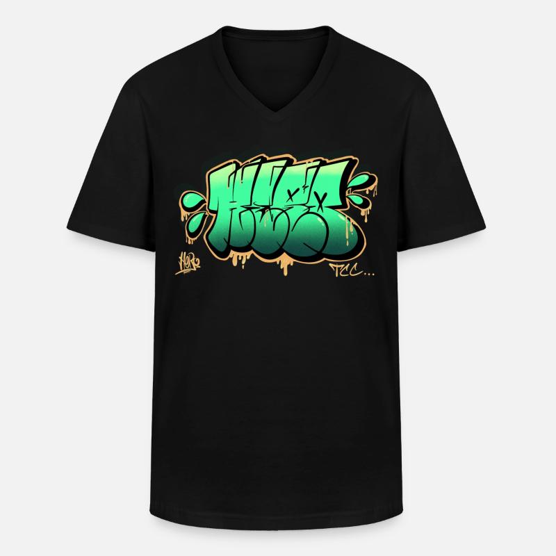 Throwup Graffiti - Männer-T-Shirt mit V-Ausschnitt - Schwarz