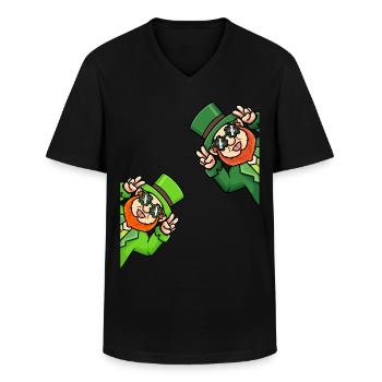 St. Patricks Day Kobold Jungen - Männer-T-Shirt mit V-Ausschnitt - Schwarz - Vorne - AI Model Male 178 dark (178cm)