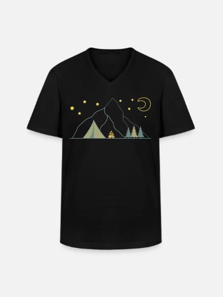 Camping in the mountains - Men's V-Neck T-Shirt - black