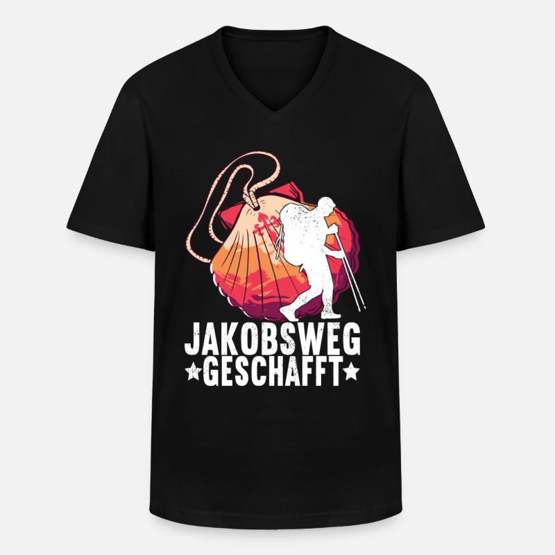 Jakobsweg Pilgern - Männer-T-Shirt mit V-Ausschnitt - Schwarz