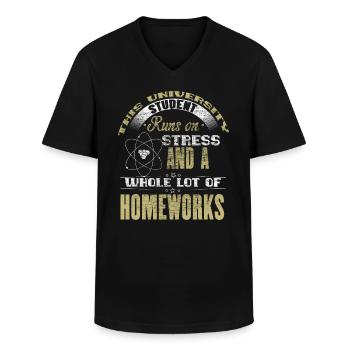 Universität Uni University - Männer-T-Shirt mit V-Ausschnitt - Schwarz - Vorne - AI Model Male 178 dark (178cm)