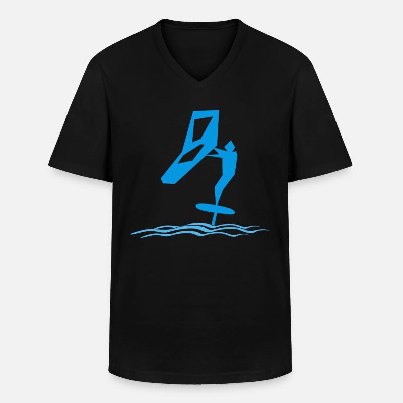 Wing Foiling Hydrofoiling Wing Surf - Männer-T-Shirt mit V-Ausschnitt - Schwarz