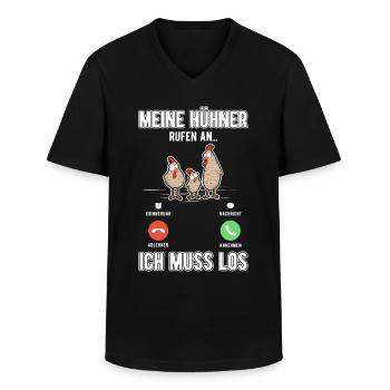 Meine Hühner rufen an Ich muss los - Männer-T-Shirt mit V-Ausschnitt - Schwarz - Vorne - AI Model Male 178 dark (178cm)