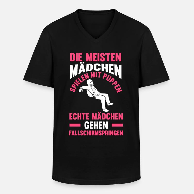 Fallschirmspringen Mädchen - Männer-T-Shirt mit V-Ausschnitt - Schwarz