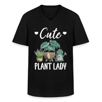 Cute Plant Lady Gardening Plant Lover Plants - Männer-T-Shirt mit V-Ausschnitt - Schwarz - Vorne - AI Model Male 178 dark (178cm)
