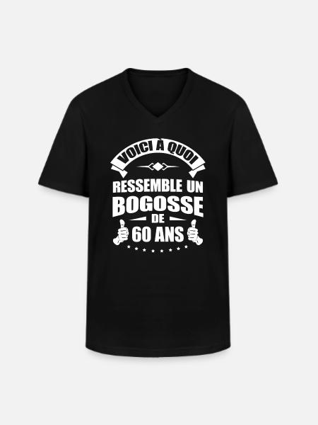 BOGOSSE DE 60 ANS - T-shirt col V Homme - noir