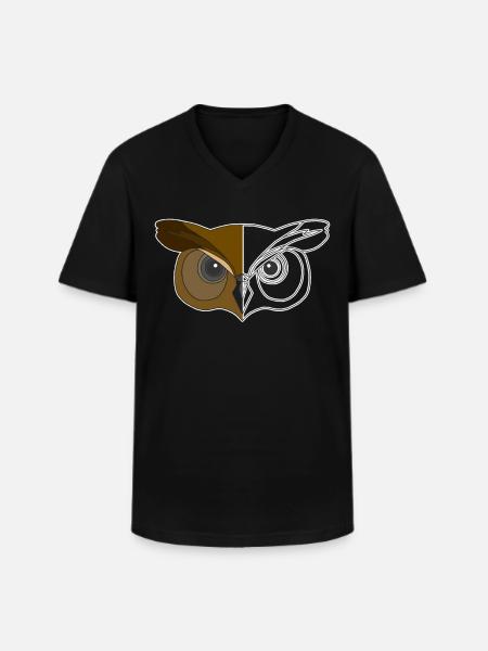 Owl Animal Motif - Men's V-Neck T-Shirt - black