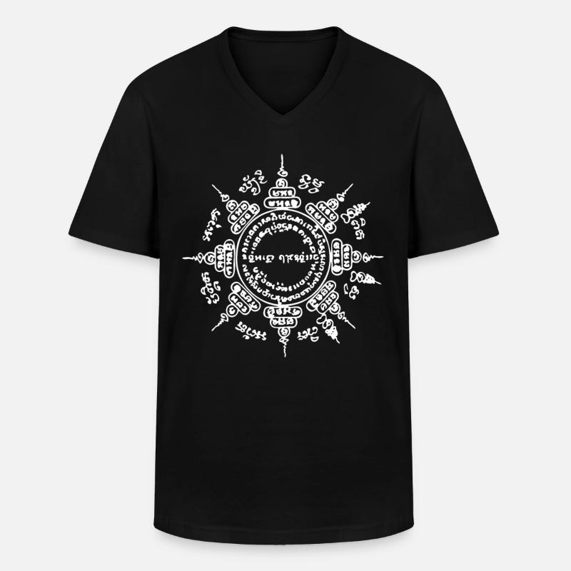 Muay Thai Buddha Tattoo Kickboxing - Männer-T-Shirt mit V-Ausschnitt - Schwarz