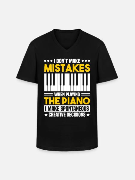 Ik maak geen fouten bij het spelen van de piano - Klassiek mannen T-shirt met V-hals - zwart