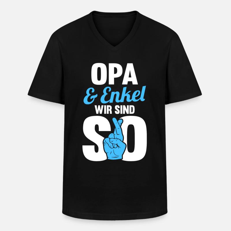 Opa und Enkel - Männer-T-Shirt mit V-Ausschnitt - Schwarz