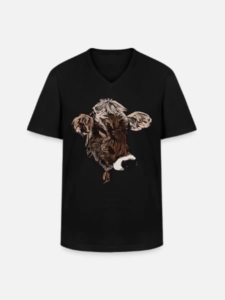 Cow motif - Men's V-Neck T-Shirt - black