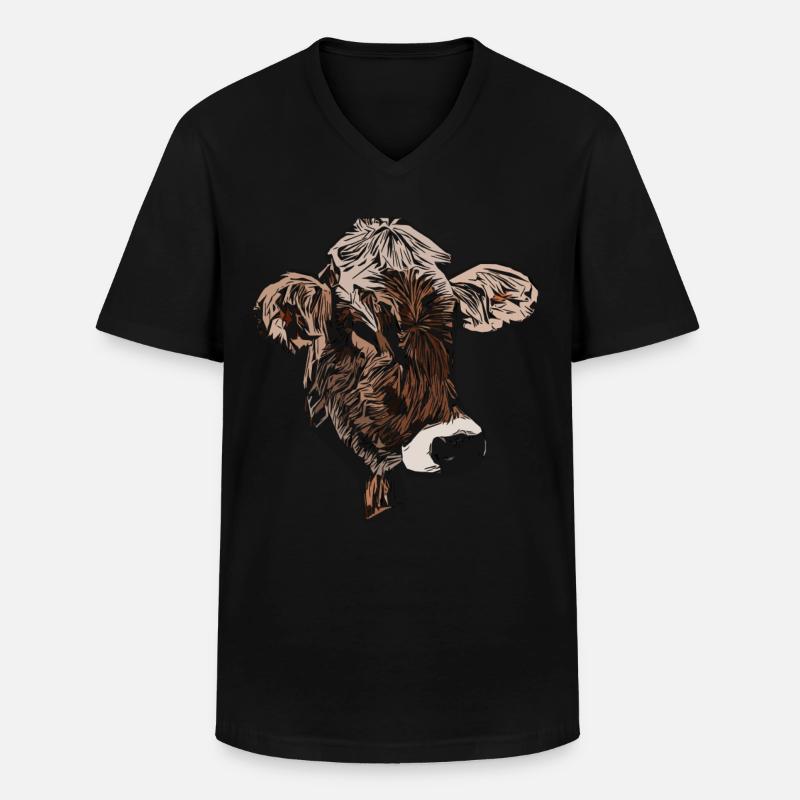 Kuhmotiv - Männer-T-Shirt mit V-Ausschnitt - Schwarz