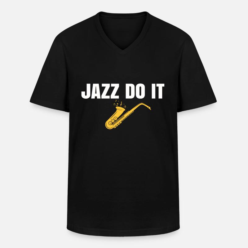 Jazz Tshirt - Männer-T-Shirt mit V-Ausschnitt - Schwarz