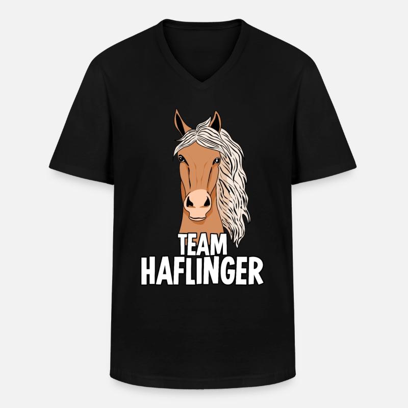 Haflinger Team Haflingers - Männer-T-Shirt mit V-Ausschnitt - Schwarz